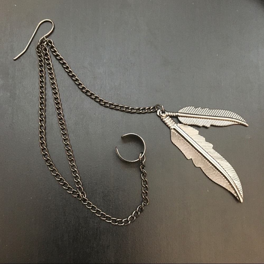 Feather earrings & cuff - Picture 2 of 3
